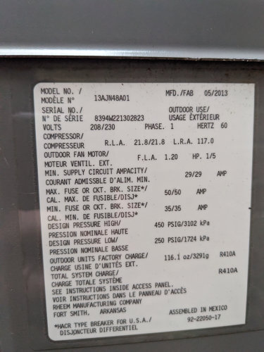 AC Compressor Label north